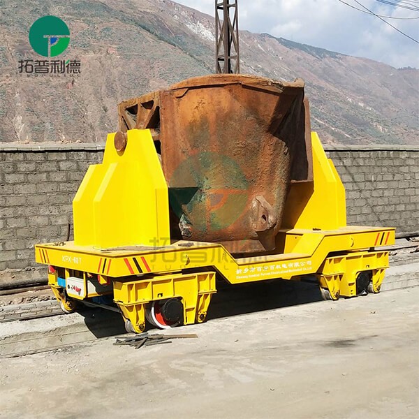 60 Ton Metallurgical Plant Copper Ladle Transfer Cart Battery Driven