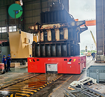 120 ton battery rail transfer cart helps shipyards efficiently transport heavy parts 