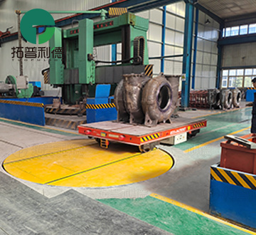 5 Tons Battery Track Turntable Cart helps Pump Industry Handling Upgrade
