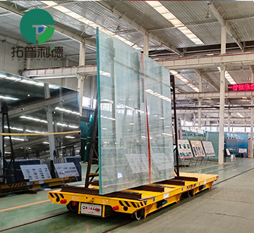 5 Tons Battery Powered Rail Transfer Cart Facilitates Efficient and Eco-friendly Transportation in Glass Factory