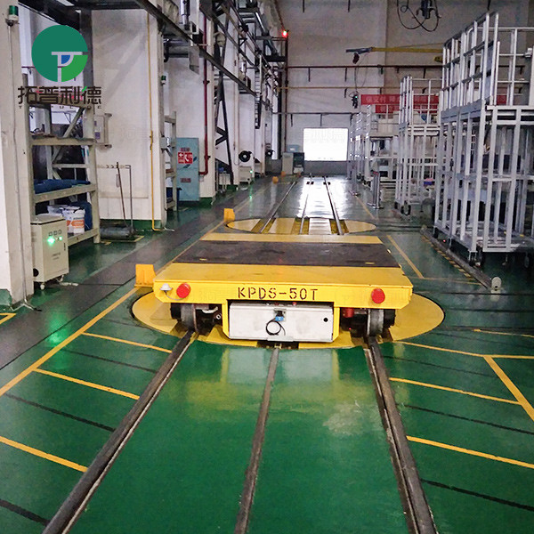 50 Tonne Electric Rail Transfer Cart with Turntable in Workshop